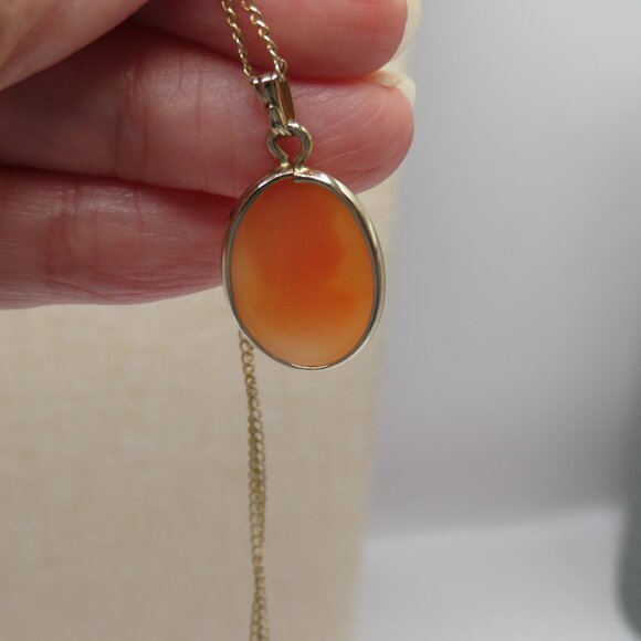 Van Dell Vintage Cameo Necklace Earrings Set 12K Gold Filled - Picture 7 of 12